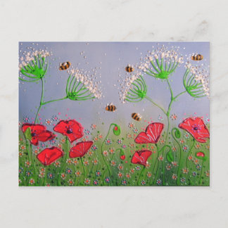 Poppies and Bees Vykort