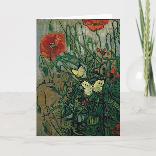 Poppies and Butterflies (F748) Van Gogh Fine Art Kort (Framsida)