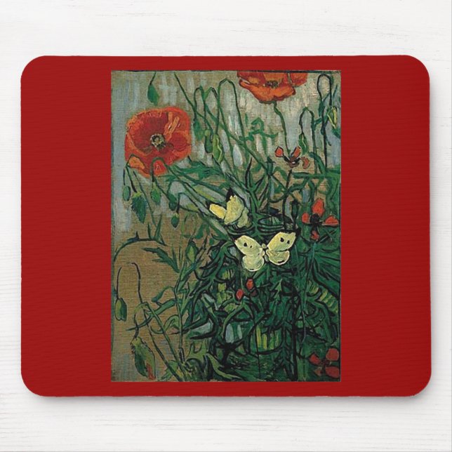 Poppies and Butterflies (F748) Van Gogh Fine Art Musmatta (Framsidan)