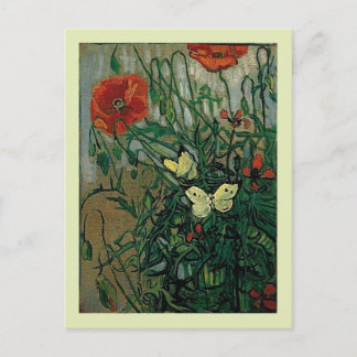 Poppies and Butterflies (F748) Van Gogh Fine Art Vykort