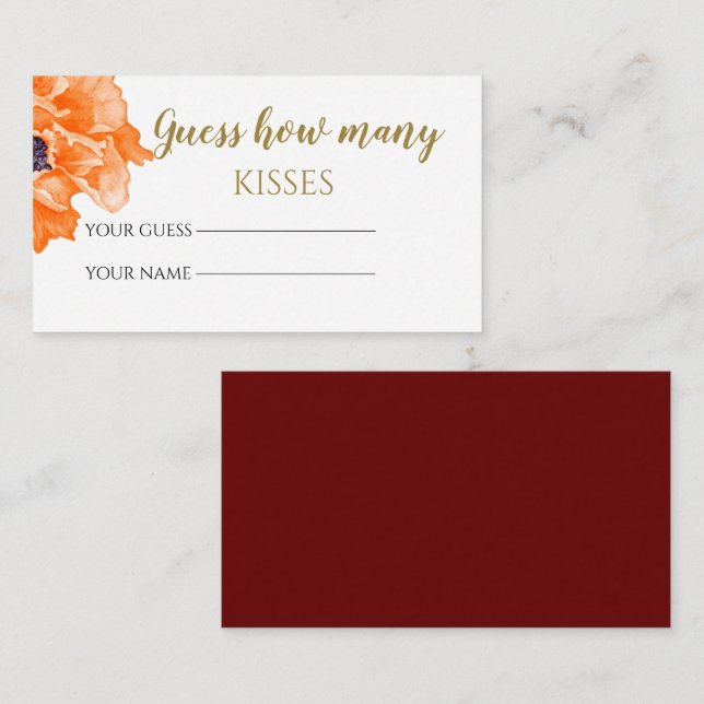 Poppies anger hur många kyssar möhippan spelar tilläggskort (Fram/baksida)