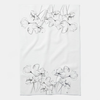 Poppies Bläck Sketch Kitchen Towel Kökshandduk
