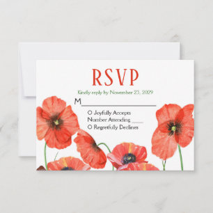 Poppies Blommigt OSA Bröllop Response Kort