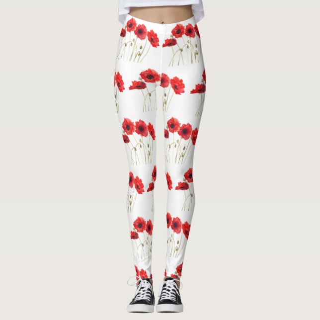 Poppies blommigt poppy sommarfitolen leggings (Framsida)