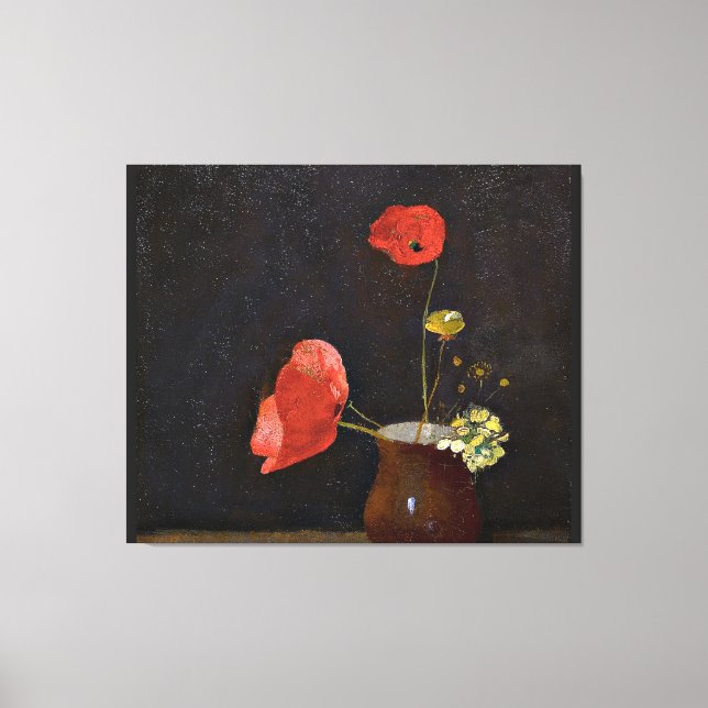 Poppies, blommigtens målning av Odilon Redon Canvastryck (Framsida)