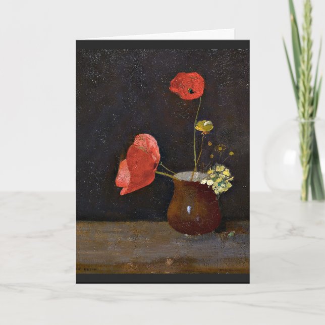Poppies, blommigtens målning av Odilon Redon Kort (Framsida)