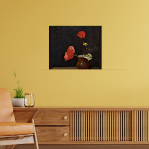 Poppies, blommigtens målning av Odilon Redon Poster