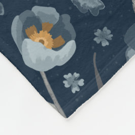 Poppies, Blommönster Blue Fleecefilt