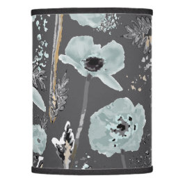 Poppies Blue Grått Charcol Watercolor Mönster