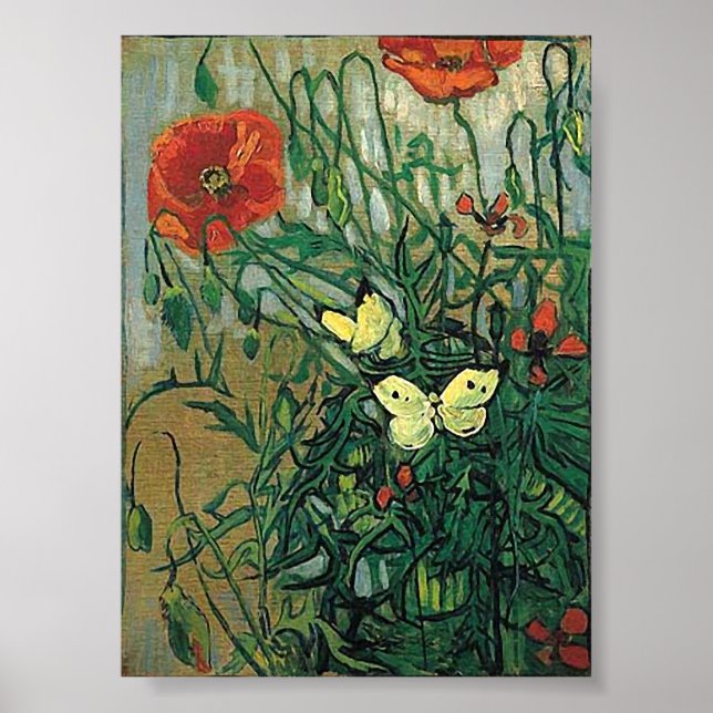 Poppies & Butterflies Van Gogh Fine Art Poster (Framsidan)