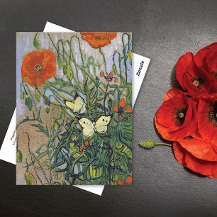Poppies Butterflies Vincent van Gogh Vykort