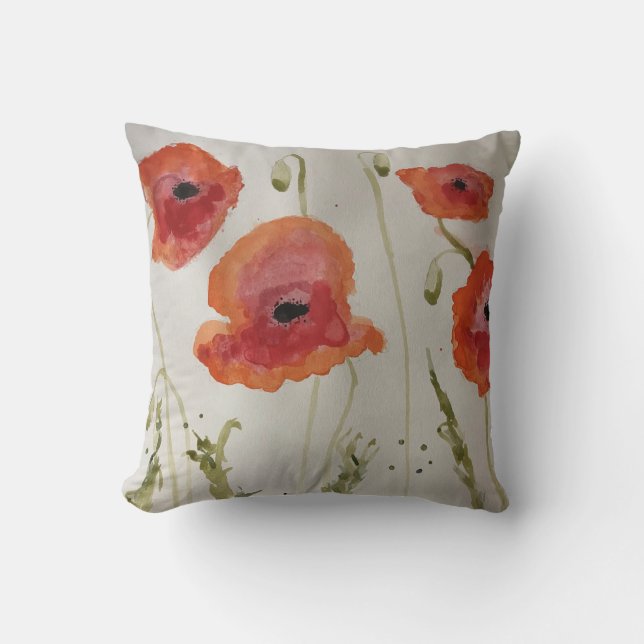 Poppies Cotton Pillow Kudde (Framsida)