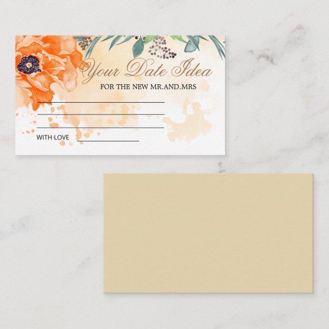 Poppies Datum och kvällsidéer. Datum burk-hölje Tilläggskort (Fram/baksida)