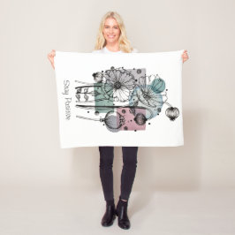 Poppies Doodle i Bläck och Watercolor Fleecefilt