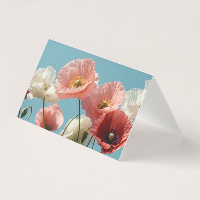 Poppies fält mot blå mjuka himmel kort (Framsida)