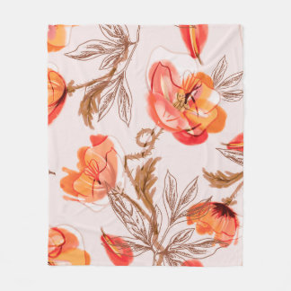 Poppies Flowers Seamless Pattern on a Beige Backgr Fleecefilt