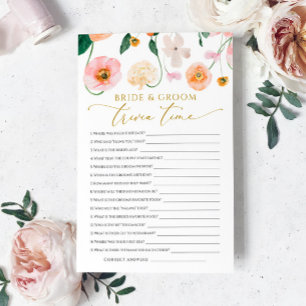 Poppies Flowers Trivia Game for Bride and Groom