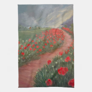 Poppies före stormen kökshandduk
