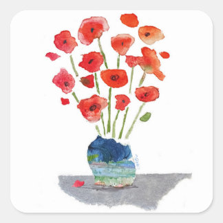 Poppies Fyrkantigt Klistermärke