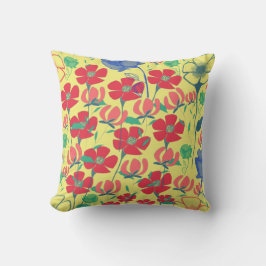 Poppies Garden Gult Cushion Kudde