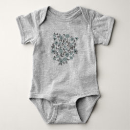 Poppies Grå Blå Blommor Bebis T Shirt