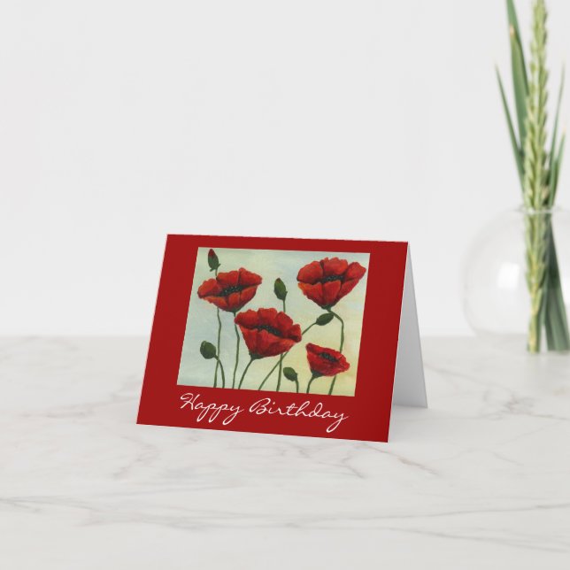 Poppies Grattis på födelsedagen Card Kort (Framsida)