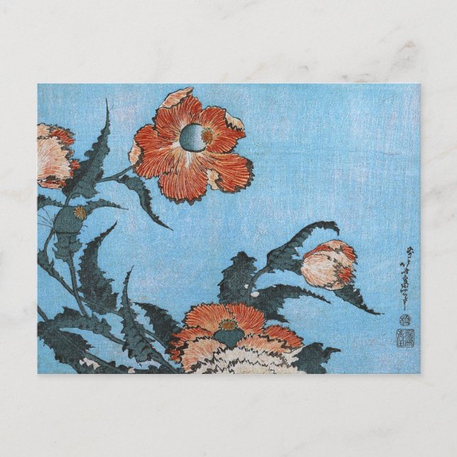 Poppies, Hokusai japansk finkonst Vykort (Framsida)