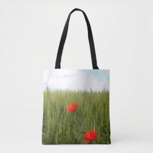 Poppies i en All-over-Print Tote Bag-fil för vete Tygkasse