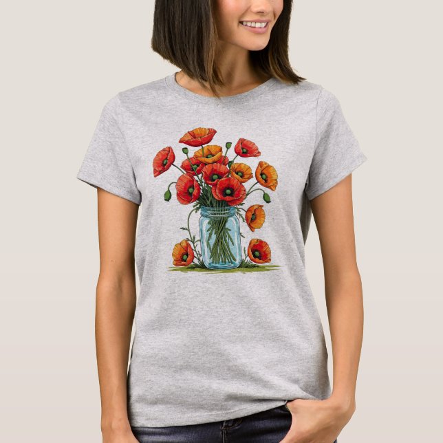 Poppies i en Burk-grafik T Shirt (Framsida)