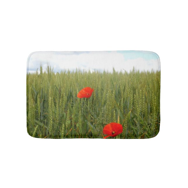 Poppies i en Fält-badmatt av vete Badrumsmatta (Framsidan)