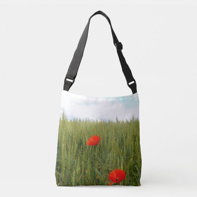 Poppies i en Fält-kroppssäck Axelväska (Framsida)