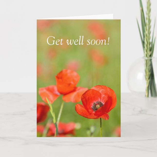 Poppies i ett fält-sympatikort kort (Framsida)