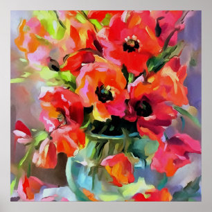 Poppies i ett glas Vas Poster