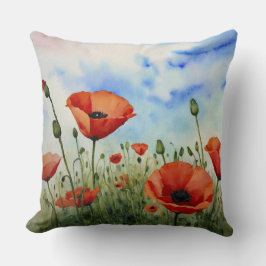 Poppies i Fält Kudde