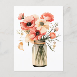 Poppies i Mason burk Vykort