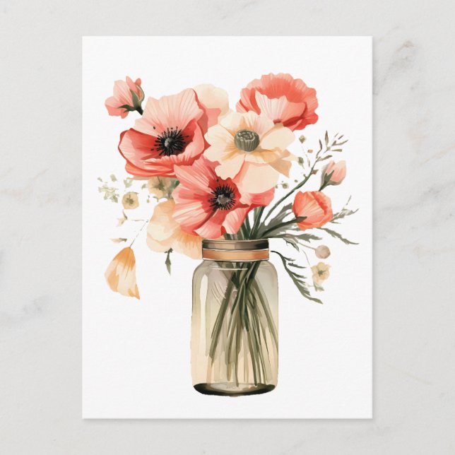 Poppies i Mason burk Vykort (Framsida)