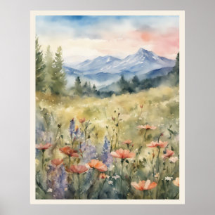 Poppies i naturmiljön i Fält Poster