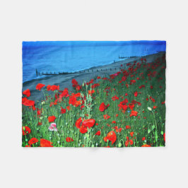 Poppies i Southwold Fleecefilt