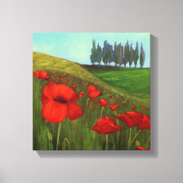 Poppies i Toscana, Italien I Canvastryck (Framsida)