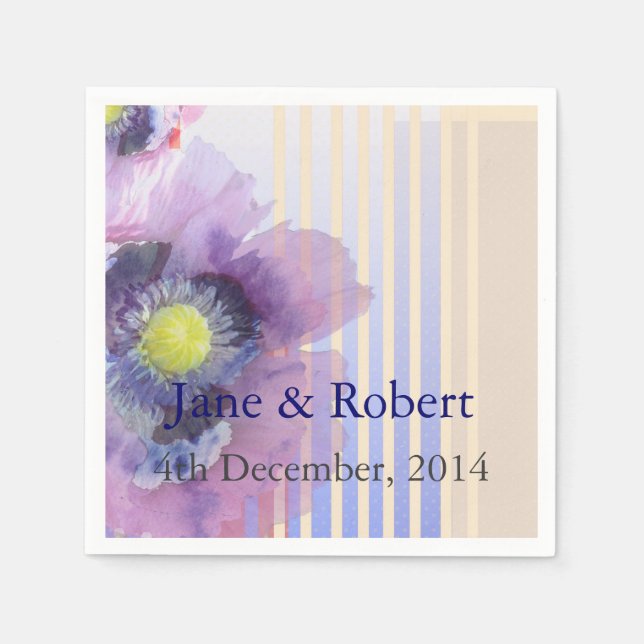 Poppies i vattenfärgen Bröllop Pappersservett (Framsidan)