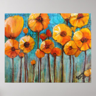 Poppies in Fall Poster