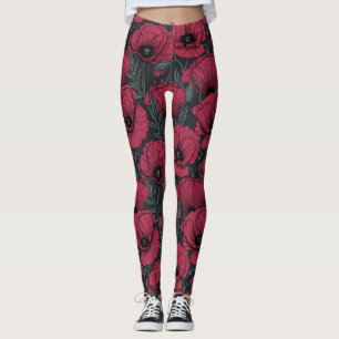 Poppies in Viva Magenta Leggings