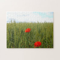 Poppies in Wheat Fält Photo Puzzle with Gift Box