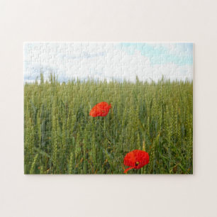 Poppies in Wheat Fält Photo Puzzle with Gift Box Pussel