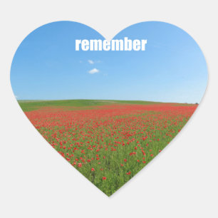 Poppies kommer ihåg hjärtformat klistermärke