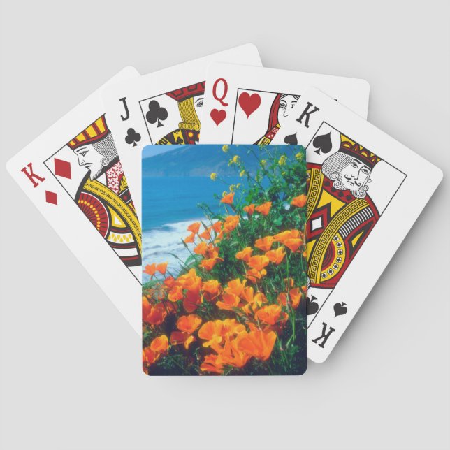 Poppies längs Stilla Kusten nära Big Sur Spelkort (Baksidan)
