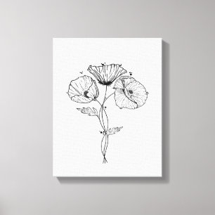 Poppies Minimalist Art Line Teckning Canvastryck