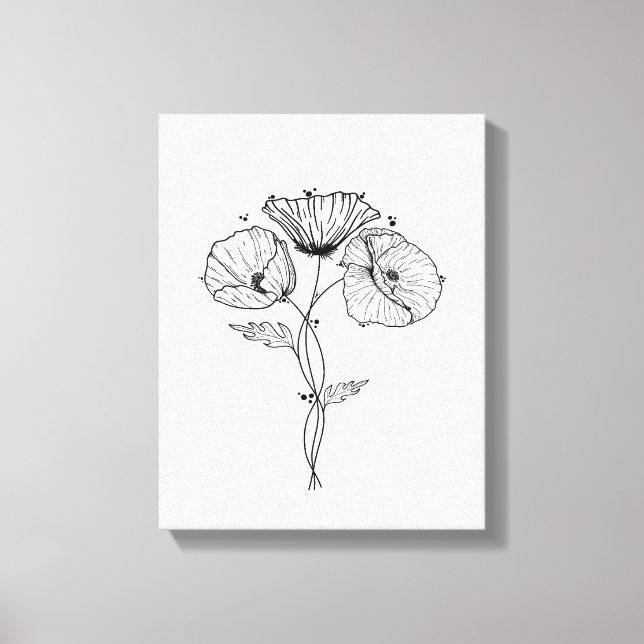 Poppies Minimalist Art Line Teckning Canvastryck (Framsida)