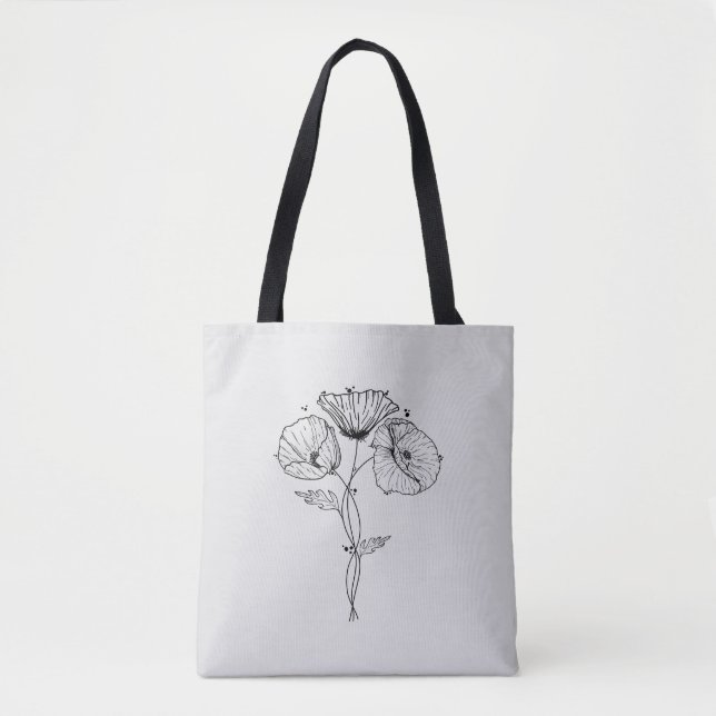 Poppies Minimalist Art Line Teckning Tygkasse (Framsida)