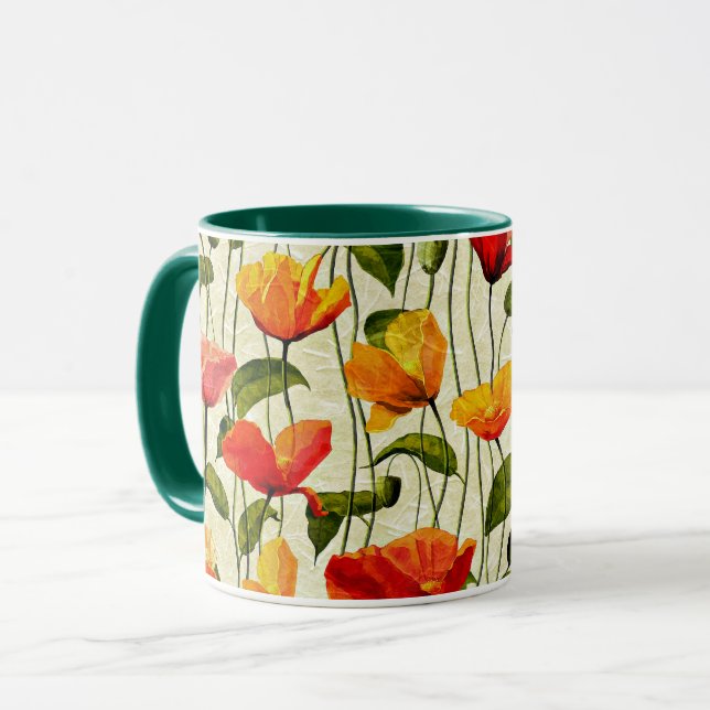 Poppies mönster, red och gult  mugg (Framsida vänster)